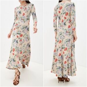 Polo Ralph Lauren Floral Cotton Waffle Knit Dress Small Beige Floral Print $228